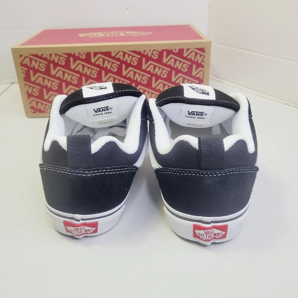 Vans Kids Knu Skool Skate Shoes Size 7Y Black White Puffy Suede Sneakers